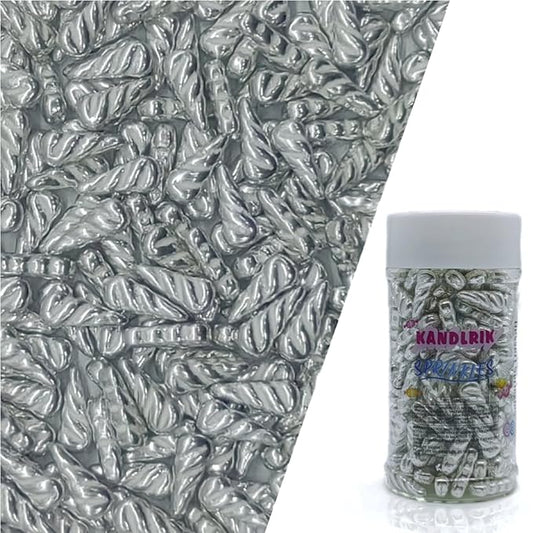 Silver Unicorn Horn Sprinkles Edible Unicorn Horn Cake Decorating Cake Decorations Cupcake Toppers Cookie Decorating Perfect for Cakes, Cupcakes, Desserts Toppings 3OZ