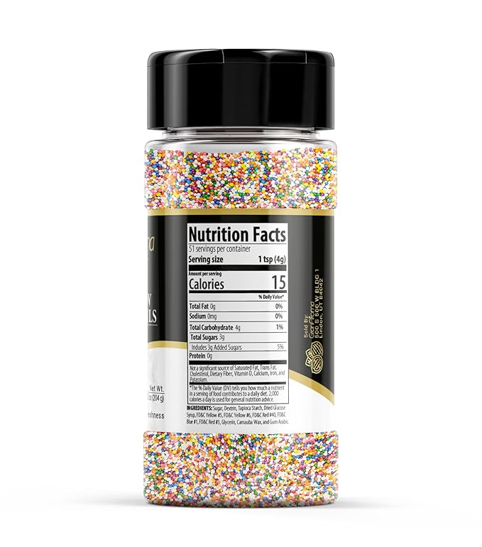 GranAroma Rainbow Nonpareils, 7.2 oz, Decorative Sprinkles, Cakes & Cookies, Bakery Staple