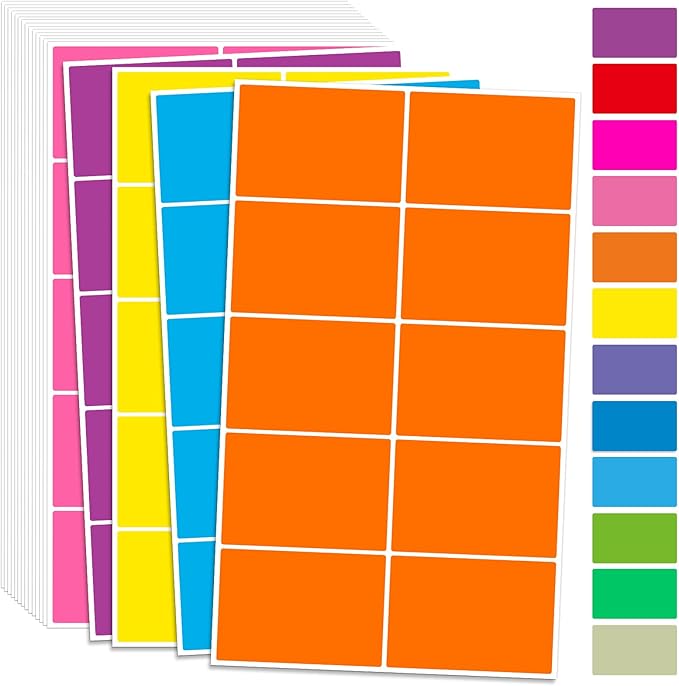240 Pcs Colored Label Stickers,12 Colors 3" x 2" Color Coding Labels, Home Moving Labels, Name Sticker