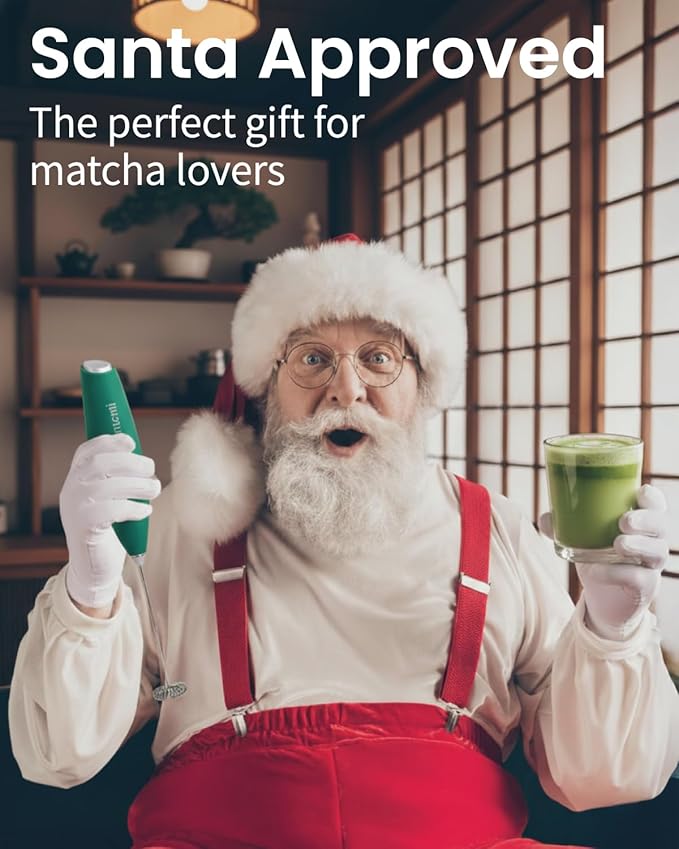 Elementi Matcha Whisk & Frother Set - Powerful Electric Matcha Mixer for Powder, Easy to Use Electric Whisk Kit - Craft Effortless Lattes with the Elementi Milk Frother Wand & Wisk (Emerald Green)