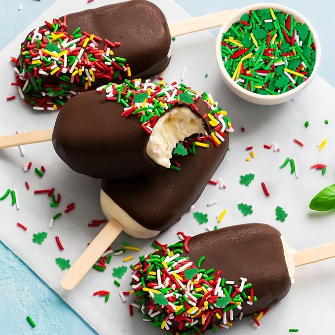 Christmas Sprinkles Edible 8 Oz Christmas Tree Sprinkle Holiday Cake Sprinkles Red Green White Jimmies Sprinkle Edible Winter Holiday Jimmies Mix for Cake Baking Cookie Ice Cream Decorations