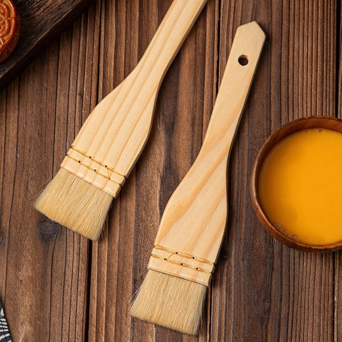 STOBAZA Wooden Handle Oil Brush 4 Pack Pastry Brushes for Baking Bbq Basting Brush for Grilling Kitchen Cooking Tool for Spreading Sauce Butter and Marinade