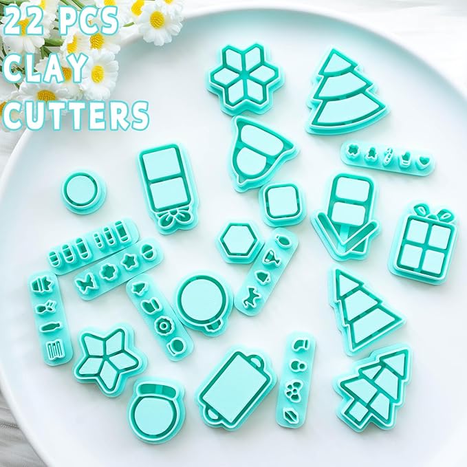 Christmas Bookshelves Polymer Clay Cutters, 22 Shapes for Winter Bookcases Polymer Clay Cutters for Earrings