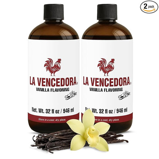 La Vencedora Mexican Vanilla Extract 2 Pack – 32oz – Traditional Vanilla Flavoring for Baking, Cooking & Desserts – Vegan, Glutten Free, Natural Process, Made in Mexico