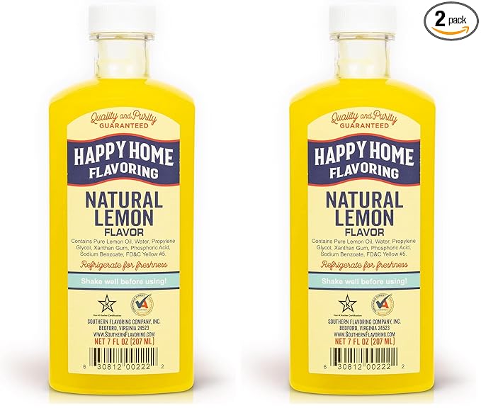 Happy Home Natural Lemon Flavor, Non-Alcoholic, Certified Kosher, 7 oz. (Pack of 2)
