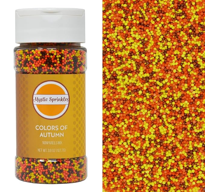 Mystic Sprinkles Autumn/Fall Sprinkle Mixes (Colors of Autumn Nonpareils Mix 3.8oz)