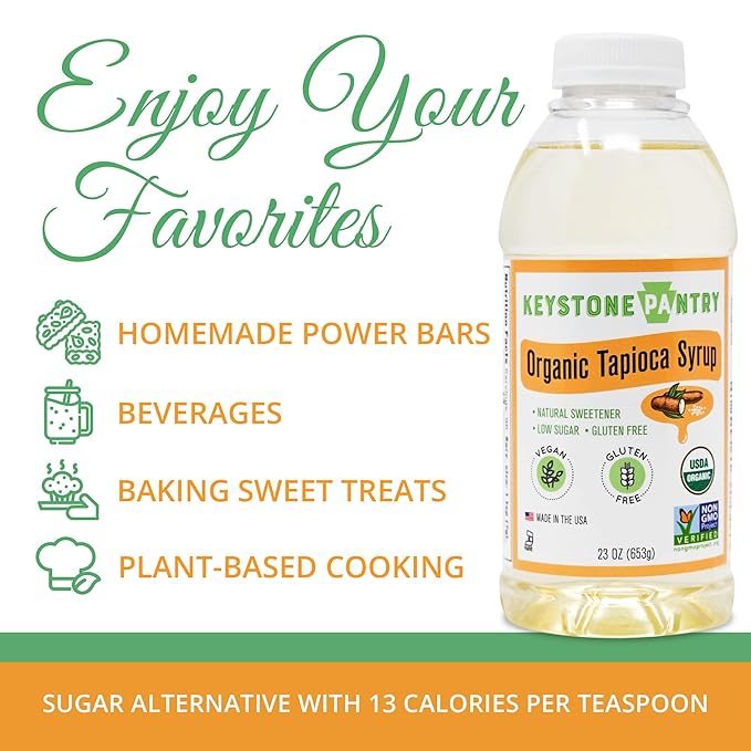 Keystone Pantry Organic Tapioca Syrup for Baking, Ice Cream, Fudge and More – Gluten-Free Vegan Sweetener – Corn Syrup and HFCS Alternative – 23 oz Bottle – 15 Pack