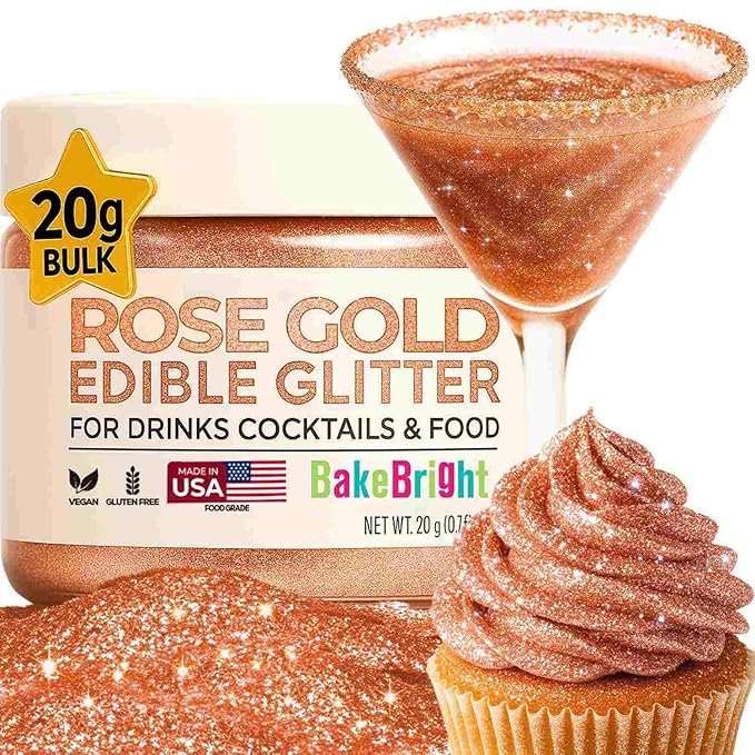 Bulk (20g) Pink Edible Glitter for Drinks | Premium Pink Edible Glitter for Cakes Drink - Shimmer Glitters Cake Decorations for Strawberries Cocktail Shimmering