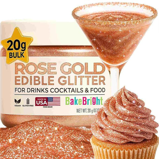 Bulk (20g) Pink Edible Glitter for Drinks | Premium Pink Edible Glitter for Cakes Drink - Shimmer Glitters Cake Decorations for Strawberries Cocktail Shimmering