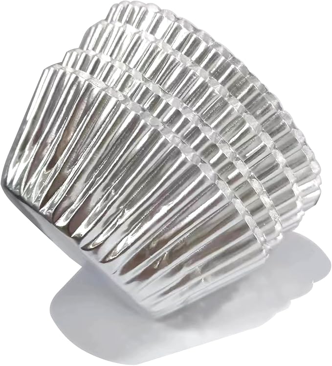 100pcs Cupcake Paper Baking Cups Wrapper Liners Cake, Foil Cupcake Liners for Baking Cupcakes (Silvery)