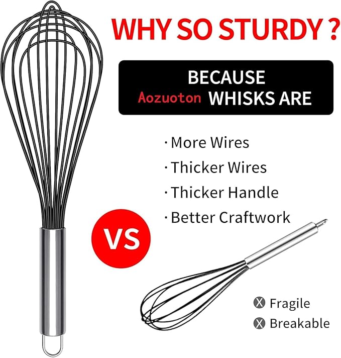 Danish Dough Whisk Stainless Steel Dough Hook Dutch Whisk for Sourdough Bread Dough Mixer Hand Wooden Handle Kitchen Whisking Mixing Tool Bread Making Tools and Supplies (3 Pack Black)