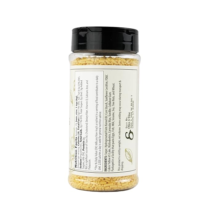 Olive & Vine Yellow Soft Sprinkles, Subtle Sweetness, For Baking & Desserts, Rich Tradition, Authentic Taste, For Global Recipes (11.2 Ounce)
