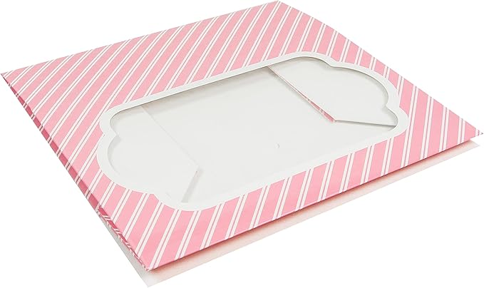 Global Sugar Art Auto-Popup Quarter Sheet Cake & Cupcake Box with Window and Cupcake Insert, Pink Striped 14 x 10 x 4 Inches, 5 Count