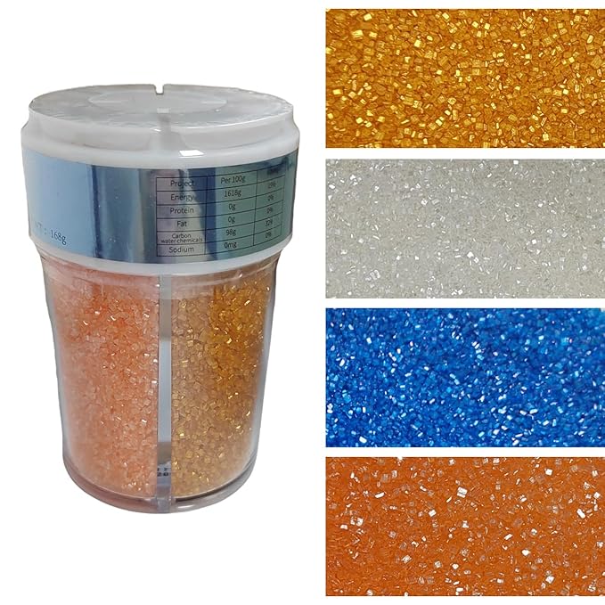 EPHVODI Sanding Sugar Edible Orange Blue Gold and White Sprinkles Coarse Sugar Crystals for Cake Decorating, Cupcakes Toppers, Baking Cookies Decorations, Ice Cream Toppings