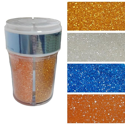 EPHVODI Sanding Sugar Edible Orange Blue Gold and White Sprinkles Coarse Sugar Crystals for Cake Decorating, Cupcakes Toppers, Baking Cookies Decorations, Ice Cream Toppings