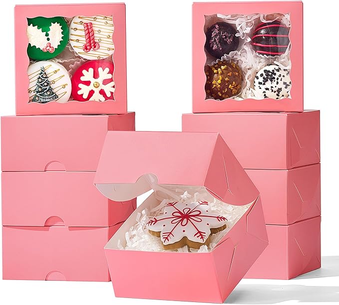 40 Pack Bakery Boxes 4x4x2 Inches Cookies Boxes Mini Bundt Cake Boxes Pie Box Cinnamon Roll Treat Boxes Chocolate Truffle Packing Party Wedding Favor