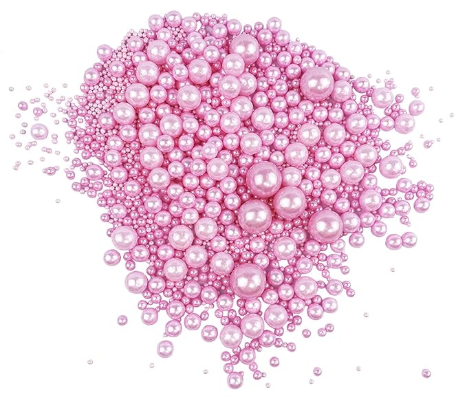 Edible Pearl Sugar Sprinkles Pink Candy 120g/ 4.2oz Baking Edible Cake Decorations Cupcake Toppers Cookie Decorating Ice Cream Toppings Celebrations Shaker Jar Wedding Shower Party Chirstmas Supplies