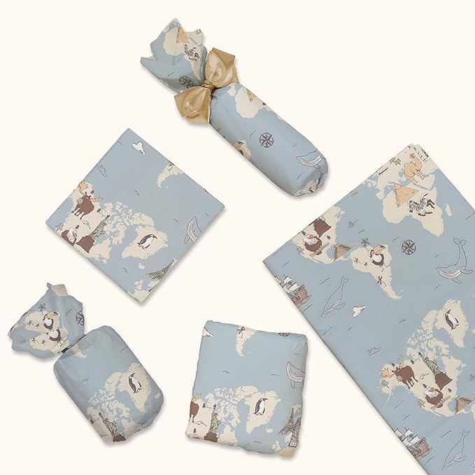 Pro Supply Global Kid's Map Printed Tissue Paper for Gift Bags or Boxes and Wrapping - Baby Shower Bulk Decorative Art Tissue Paper for Packaging and Gifting | 24 Sheets 20" x 30"