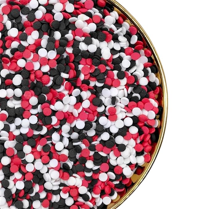 NIPEOR Rainbow Sprinkles,Red Black Confetti Sprinkles 3.53oz/100gEdible Sprinkle Topping Confetti Sprinkles, Round Sprinkles for Cake Cupcake Decorating, Candy Sprinkles, and Ice Cream Toppings (Rainbow Confetti Black Red)