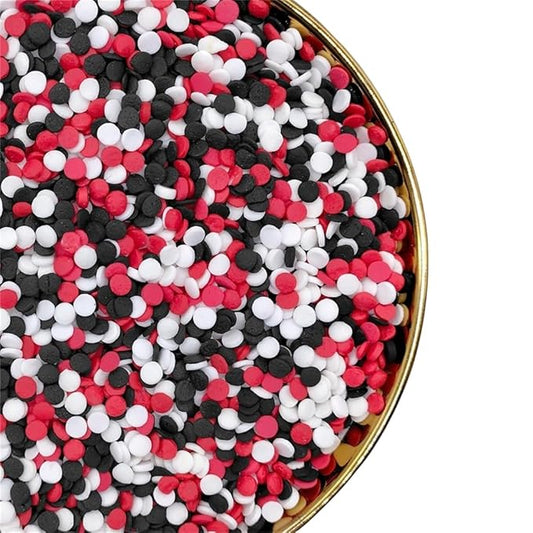 NIPEOR Rainbow Sprinkles,Red Black Confetti Sprinkles 3.53oz/100gEdible Sprinkle Topping Confetti Sprinkles, Round Sprinkles for Cake Cupcake Decorating, Candy Sprinkles, and Ice Cream Toppings (Rainbow Confetti Black Red)