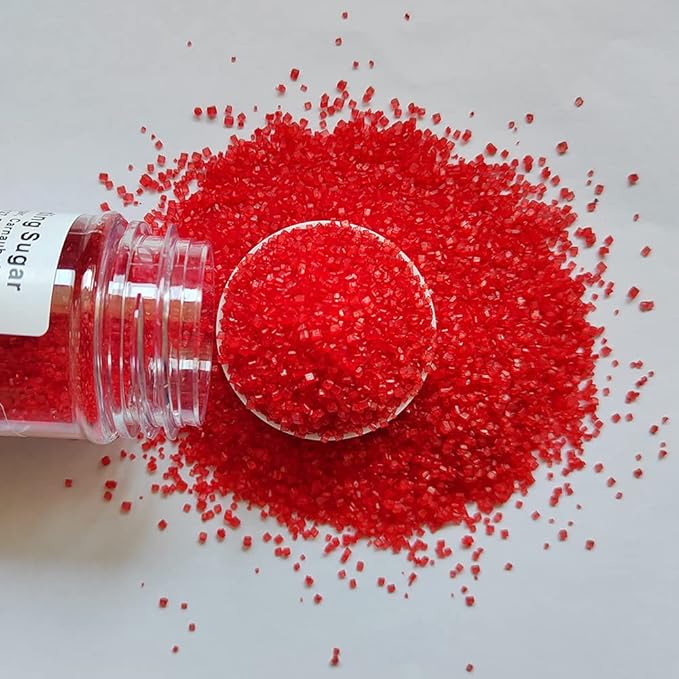 Homankit Sanding Sugar, Red Edible Sugar Crystals, Sugar Sprinkles Mix for Celebration Cakes, Cupcakes, Baking, Cookies Decorating, 3.2 OZ