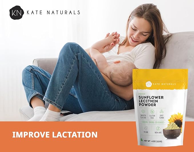 Kate Naturals Sunflower Lecithin Powder (4oz) & Brewer's Yeast (12oz) Bundle