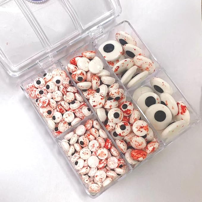 PhilaeEC Blood Eye Eyeball Sprinkle Halloween Edible for Cake Decoration 7mm 1cm 2cm Mix Size Blood Eyes Candy Baking Cookie Cupcake Toppers Decoration Halloween Christmas Valentines Supplies