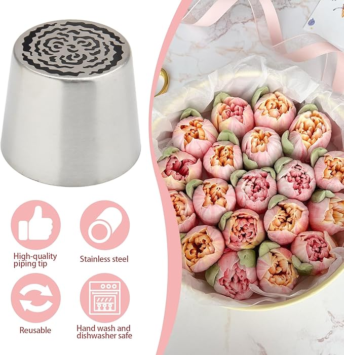 Extra Large Russian Piping Tips for Marshmallows Stainless Steel Flower Frosting Nozzles many styles Cake Decorating Baking tool for Buttercream, Cupcakes Cookies(SL43)