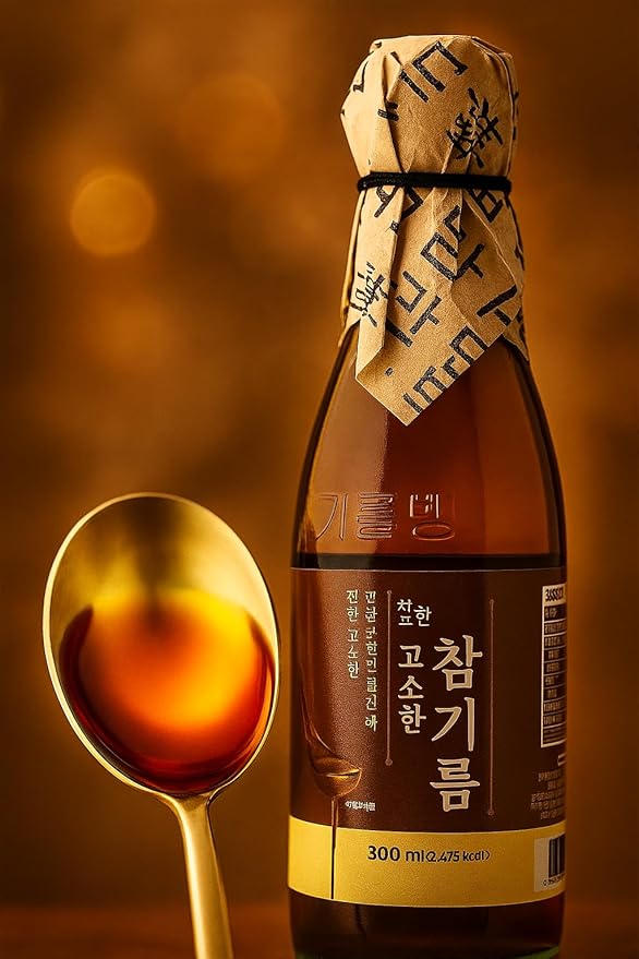 300ml -100% Pure Premium Korean Toasted Sesame Oil – Rich Nutty Flavor, Traditional Korean Style, Perfect for Cooking, Stir-Fry & Dressings (Roasted Sesame Oil) 300ml