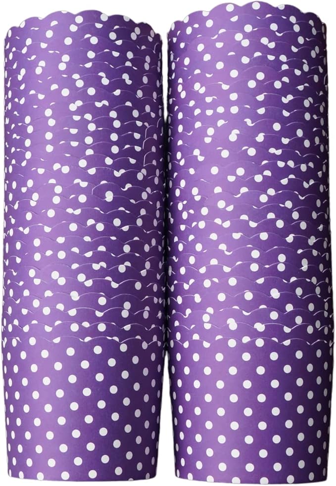 Paper Baking Cups (Polka Dots), Greaseproof Disposable Cupcake Liners (Purple, Large Cups (50-Pack))