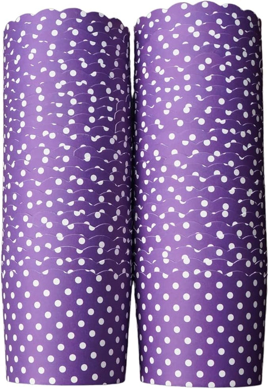 Paper Baking Cups (Polka Dots), Greaseproof Disposable Cupcake Liners (Purple, Large Cups (50-Pack))