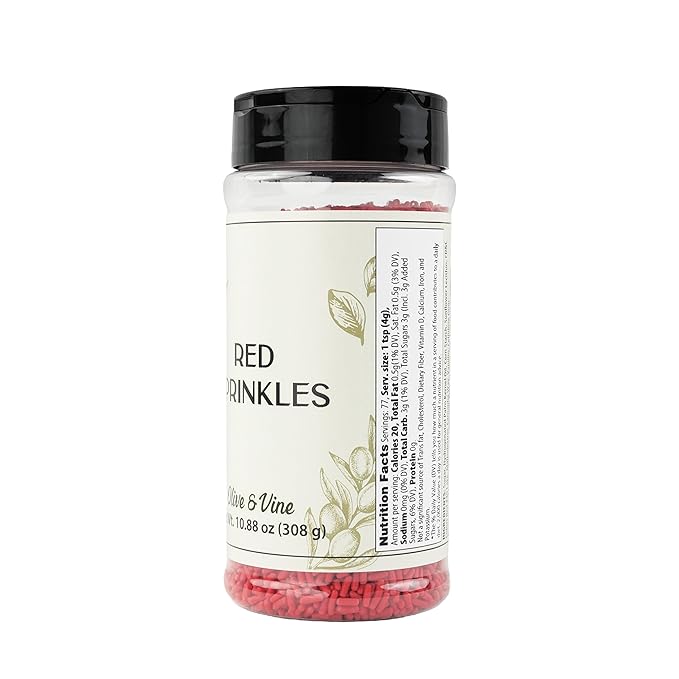 Olive & Vine Red Sprinkles, Sweet & Festive, For Baking & Decorating, Rich Tradition, Authentic Taste, For Global Recipes (10.88 Ounce)