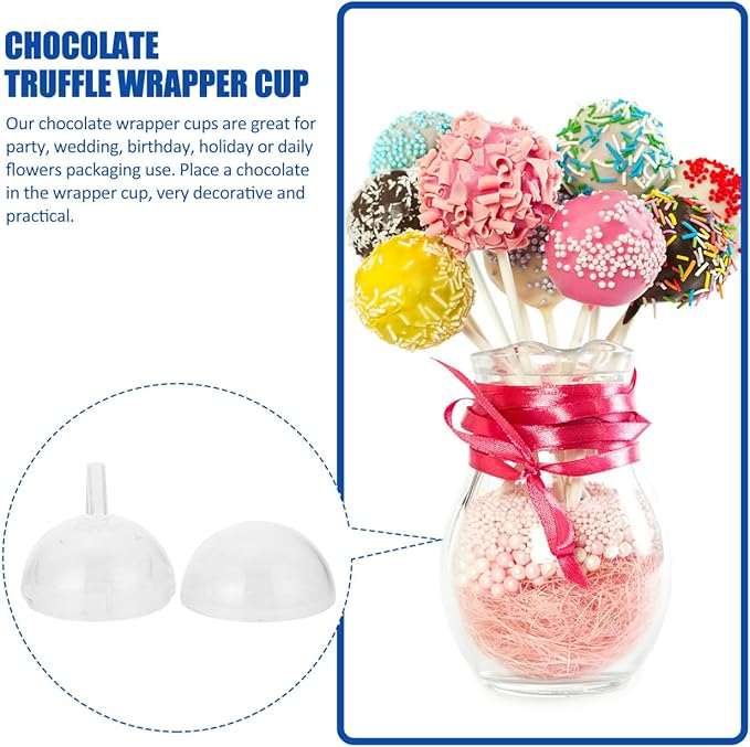 25PCS Clear Chocolate Box Holder Truffle Wrappers plastic Chocolate Candy Cups Mini Cupcake Muffin Holders Valentines Day Wrapping supplies