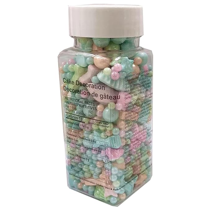 Sentovac Colorful Mermaid Sprinkle Edible Decorating Ocean Sprinkles for Cake Cupcake Topper Cookie Baking Decorations Starfish Shell Pearl Mermaid Candy Mix Mermaid Party Birthday Cake Decorations