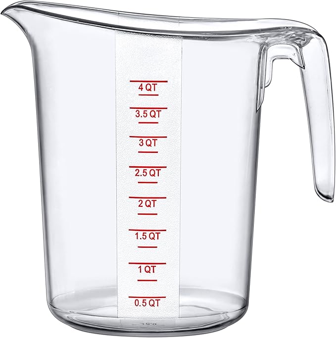 Amazing Abby - Melissa - 128-Ounce Plastic Measuring Pitcher (1-Pack), 16-Cup (4-Quart) Food-Grade Measuring Jug, Unbreakable, Stackable, Dishwasher-Safe, Great for Oil, Vinegar, Flour, and More