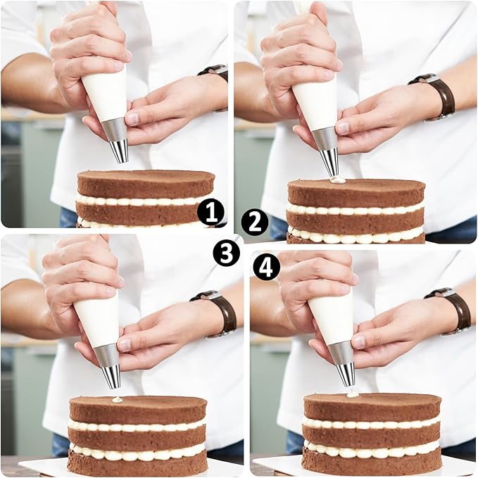 Large Round Piping Tip, 5 Pcs Stainless Steel Round Icing Tips for Cake Cookies Decorating, Pastry Fondant, Macaron, Dessert, Cream, Frosting Filling Professional Baking Decoration Tool
