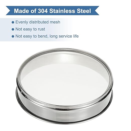 PATIKIL 60 Mesh(0.3mm) Lab Sieve, 11.8"(30cm) Diameter Sifting Screen 304 Stainless Steel Wire Cloth Fine Mesh Sieve for Industrial Laboratory Home Soil Sifter Dry Sift Screens Hash
