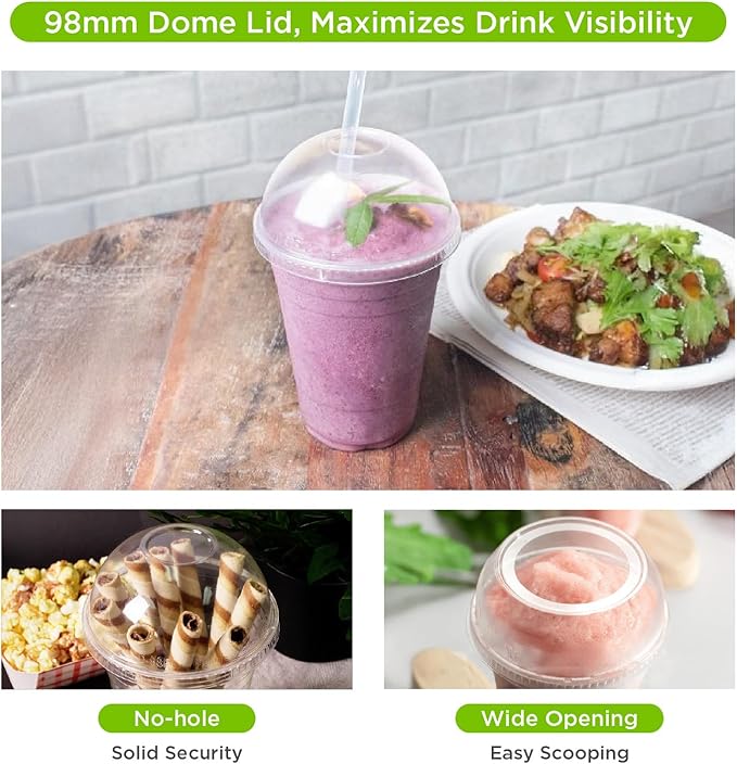 Karat Earth [600 ct - 24 oz] Compostable PLA Plastic Cups, BPI Certified Disposable Renewable Cold Cups for Iced Coffee, Smoothies, and More | Green Line