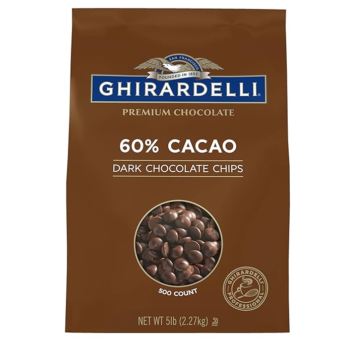Ghirardelli Chocolate Company 60% Cacao Dark Chocolate Chips, 5lb. Bag (Pack of 1)