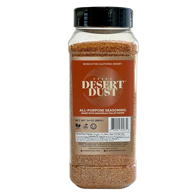 Desert Dust Spicy – All-Purpose Chiltepin Pepper Seasoning with Organic Date Sugar | Bold Medium-Hot Heat for Steak, Chicken, Seafood, Vegetables & More | Low-Glycemic, Gluten-Free | 5oz