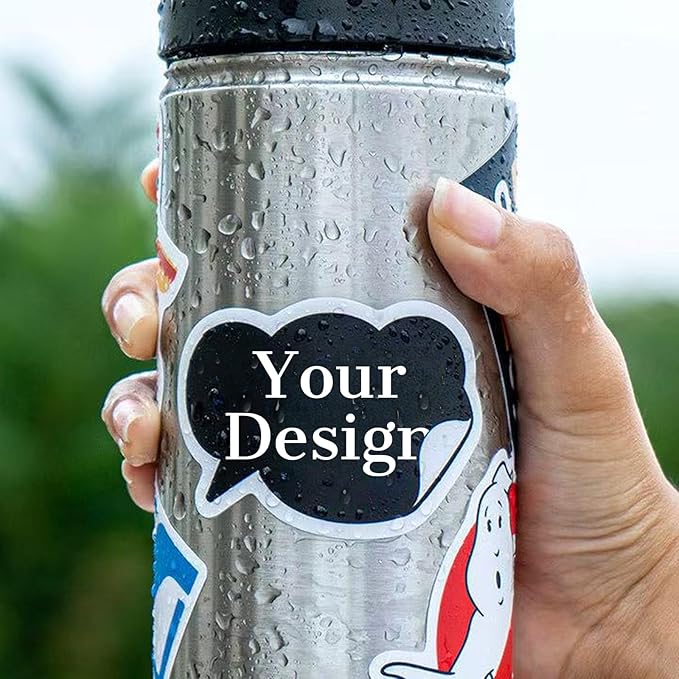 Custom Waterproof Vinyl Stickers with Your Image Photo Text or Logo | Personalized Dishwasher Safe Label for Business Logo, Custom Design Your Own Personalized Labels Stickers