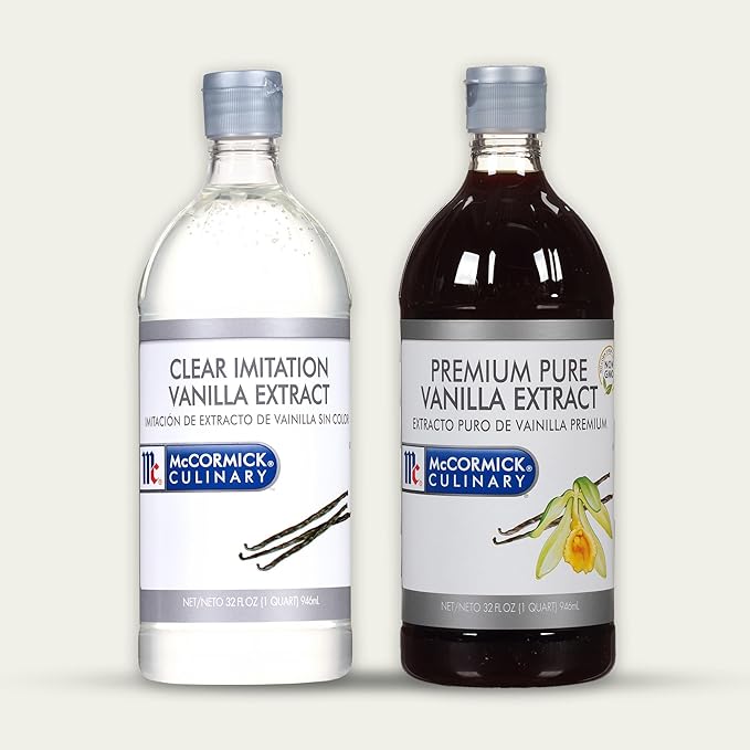 McCormick Culinary Clear Imitation Vanilla Extract, 32 fl oz - One 32 Fluid Ounce Bottle of Clear Vanilla Flavoring for Baking, Perfect in Baked Goods, Frostings, Custards and Desserts