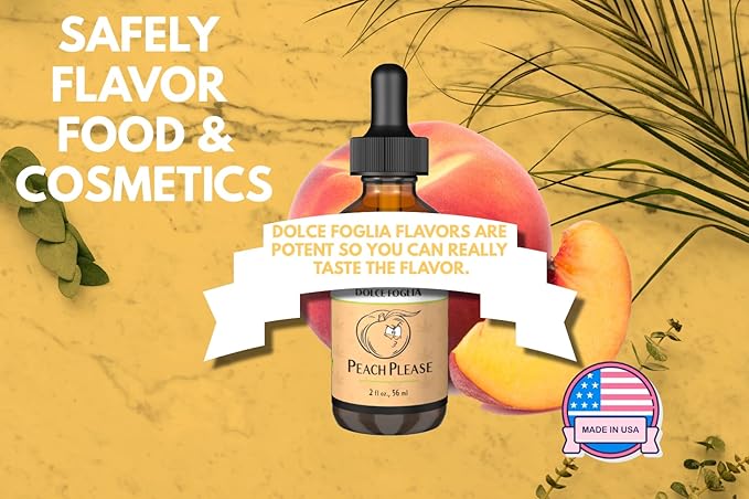 Dolce Flav Peach Extract – 8 Ounce Oil-Soluble Kosher, Sugar-Free, Concentrated Juicy Peach Flavoring for Baking, Chocolates & Desserts