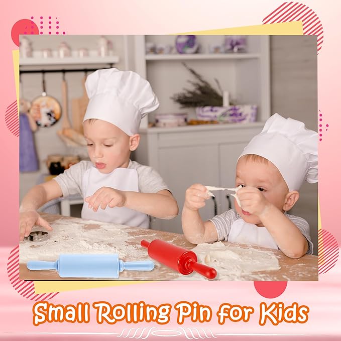 10 Pcs 9 Inch Mini Rolling Pins Small Plastic Handle Rolling Pin Non-Stick Rolling Pins for Kids Kitchen Baking Pastry Cake Cookie Chef Role Playing Game, 5 Colors