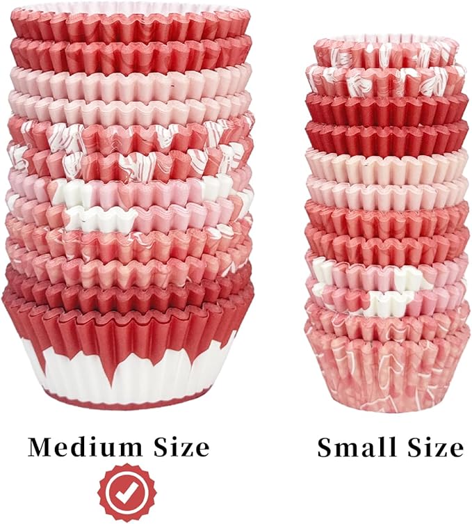 qiqee Valentine 300-Count Cupcake Liners Standard Cupcake Cups 6 Design Cupcake Papers Baking Cups Cupcake Wrappers (Standard Size)