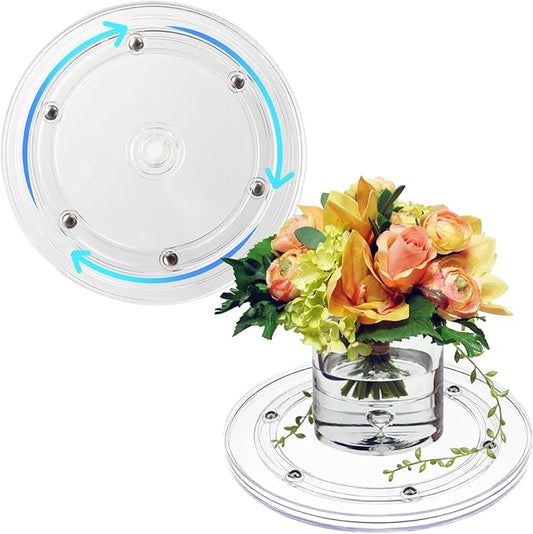 8Inch Lazy Susan Turntable Organizer, Clear 360 Degree Rotation Round Turntable, Lazy Susan for Kitchen Table Spice Rack Cake Table Pantry Kitchen Decoratin