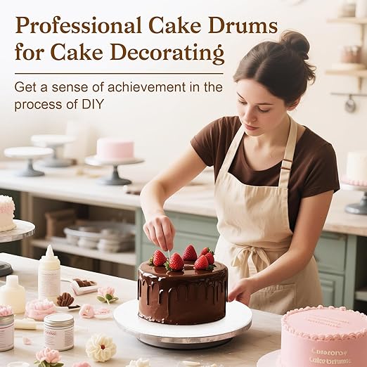 12 PCS Cake Boards 12 Inch Round, 12 Inch Cake Drums, 1/4" Thick Cake Drum, Cake Board Food Grade Cake Base, White Cake Cardboard Circles Bases para Pasteles for Wedding & Party & Pizza Desserts