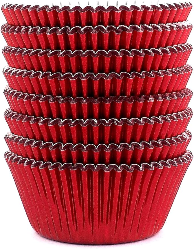 Eoonfirst Red Foil Cupcake Case Liners Valentine's Day Baking Muffin Paper Cups 200 Pcs