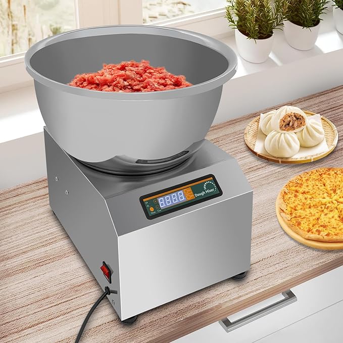 18 LBS Electric Dough Mixer for Flour Meat Pie Sauce Mixing Kneading, Stainless Steel Dough Kneading Machine with Timing Function, 2 Rotation Modes for Commercial & Home Use