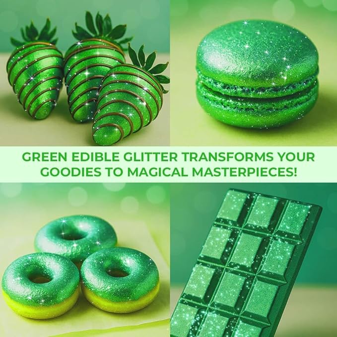 Halloween Green Edible Glitter for Drinks Bulk 20g | Premium Edible Glitter for Cakes, Cocktails, Light Green Cake Decorating Decorations Food Grade, Vegan, Kosher, Halal, Gluten Free - Made in USA